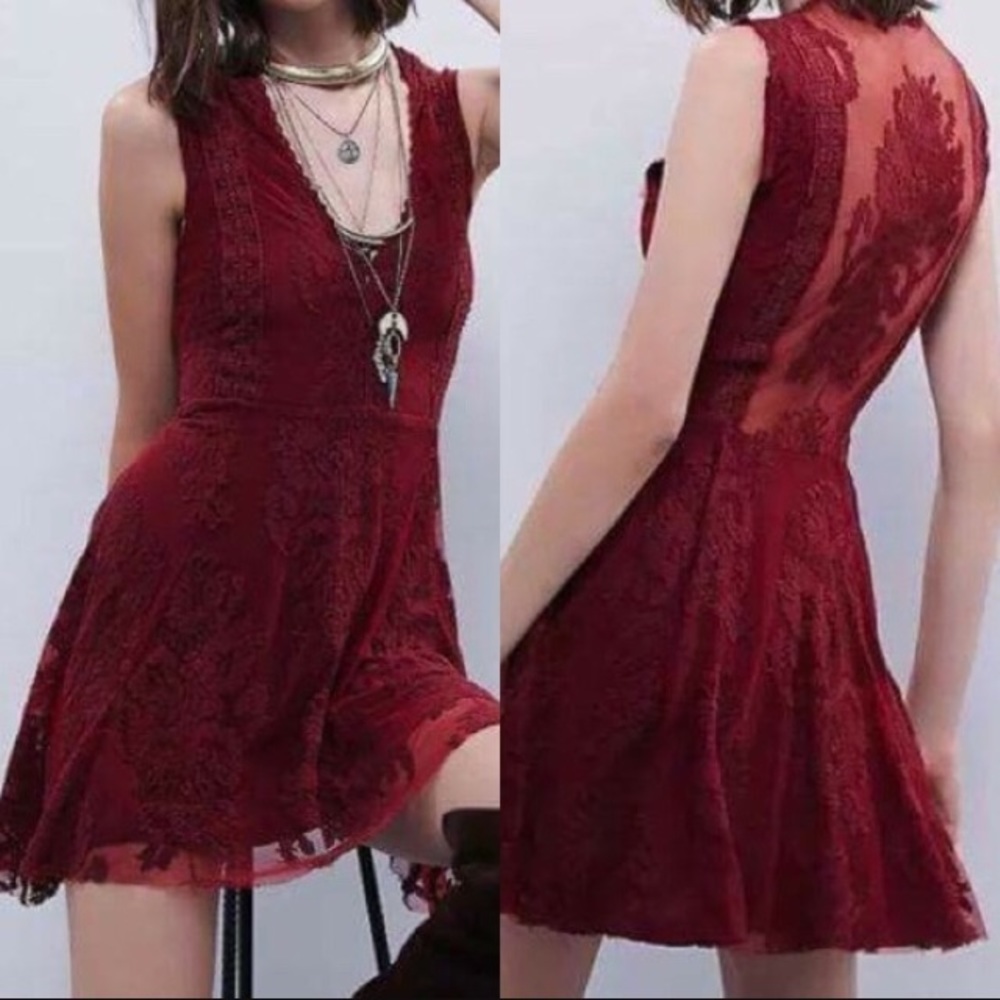 Free People red reign over me dress Sz 0